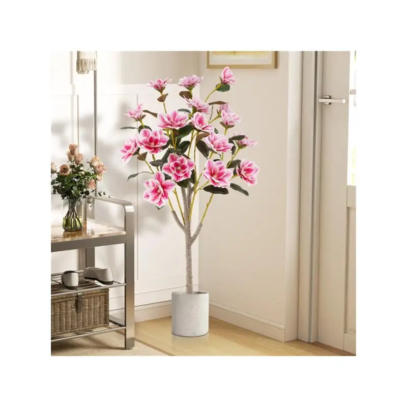

51-дюймовое искусственное дерево магнолии с 18 цветами — реалистичное растение для домашнего декора для внутреннего и наружного использования