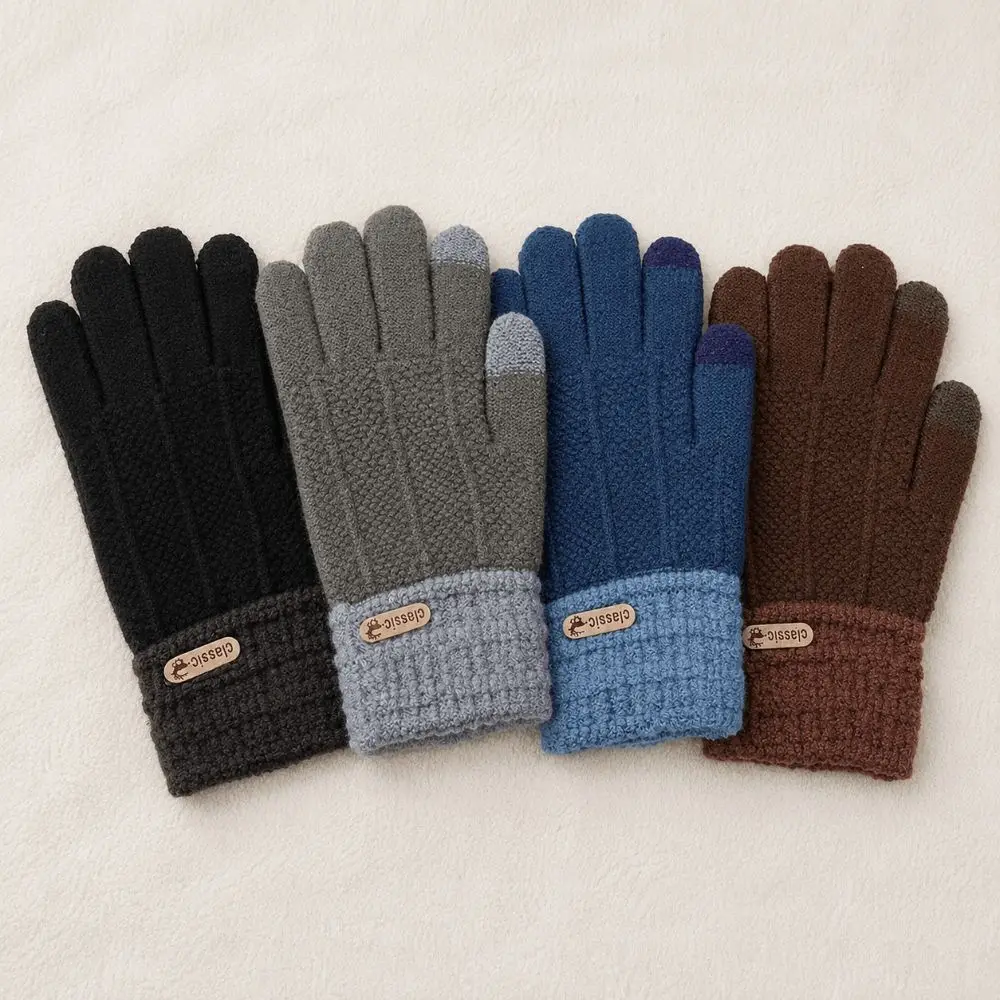 Fashion Windproof Knitted Gloves Cold Proof Casual Warm Gloves Anti-skid Mittens Outdoor Cycling