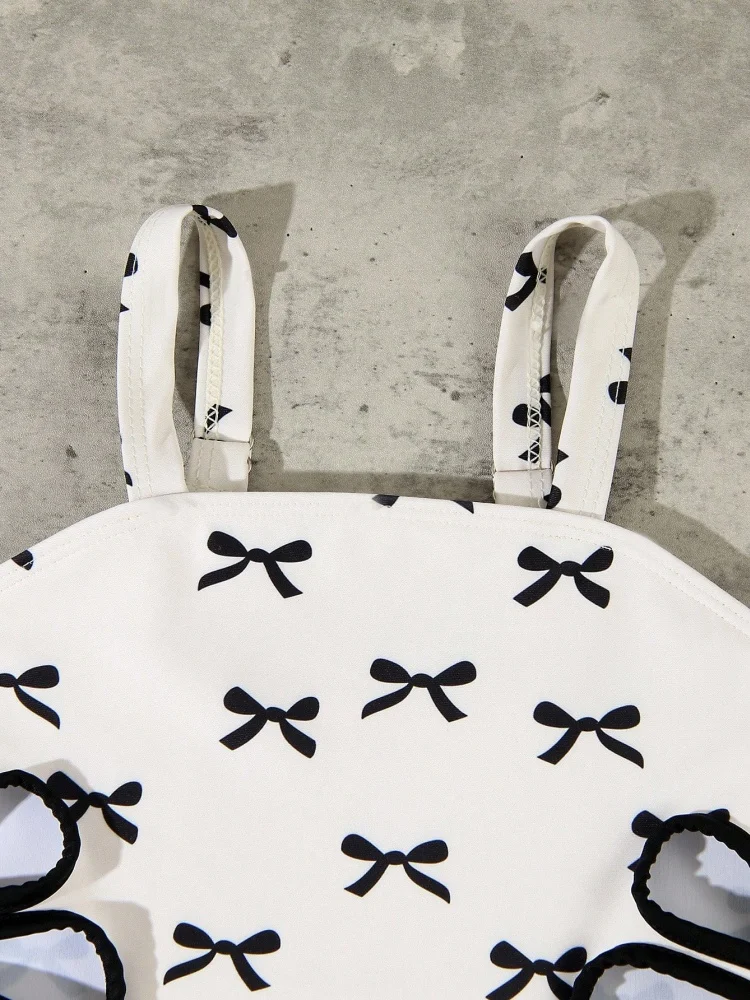 الفتيات الاطفال ملابس السباحة 2026 جديد طباعة حبال قطعة واحدة ملابس سباحة للأطفال الصيف شبكة Monokini ملابس الشاطئ ثوب السباحة للسباحة