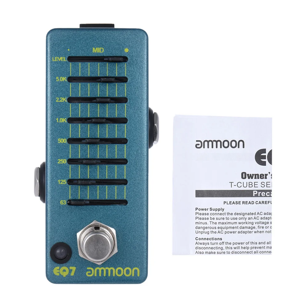 ammoon EQ7 Mini Guitar Equalizer Effect Pedal 7-Band EQ Aluminum Alloy Body True Bypass Guitar Accessories