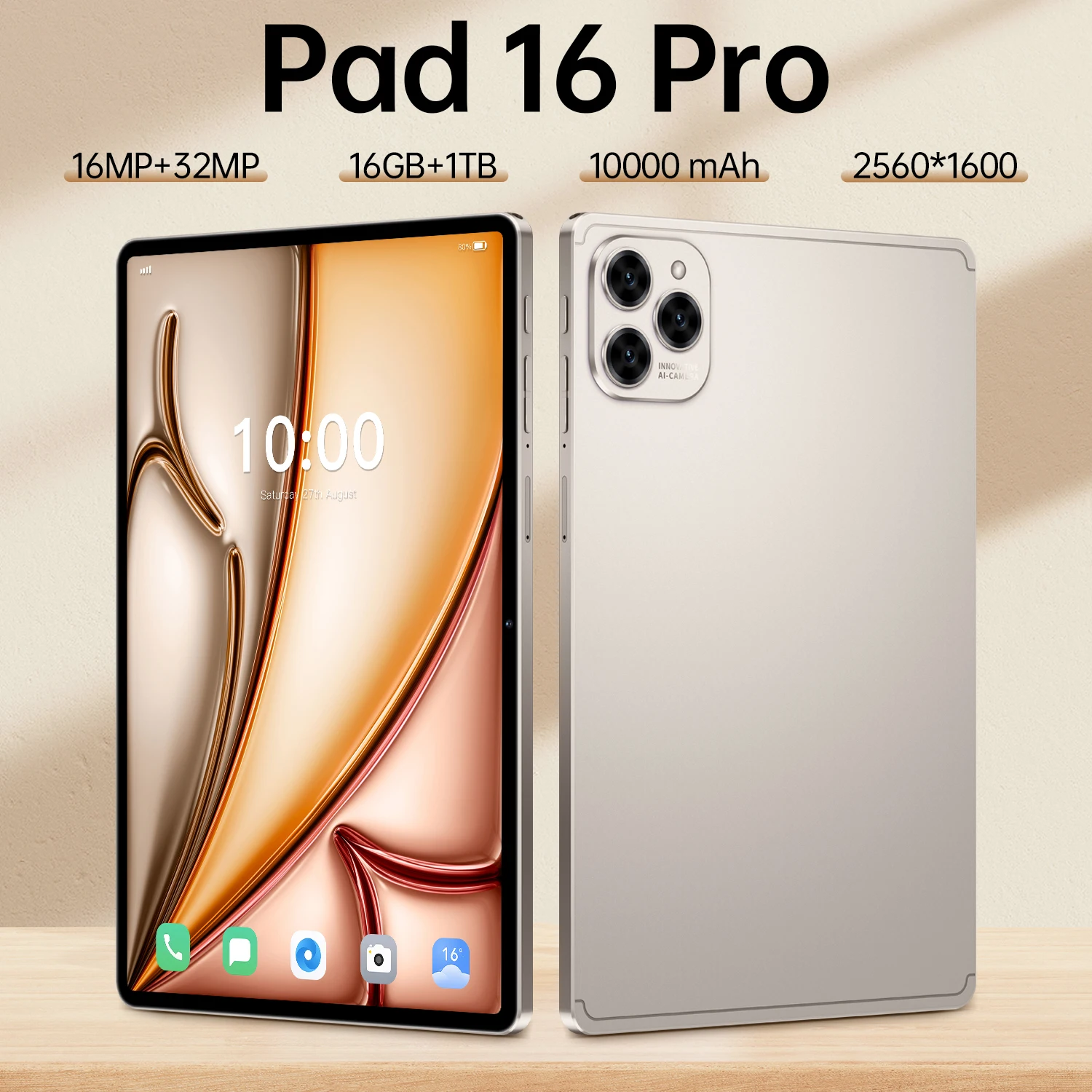 

Новый планшет 2026 HOT Pad 16 Pro с HD-экраном 10.1 дюйма, Snapdragon 8 Gen3, 16 ГБ ОЗУ, 1 ТБ ПЗУ, 5G, аккумулятор 10000 мАч, камера 32 МП, Type-C