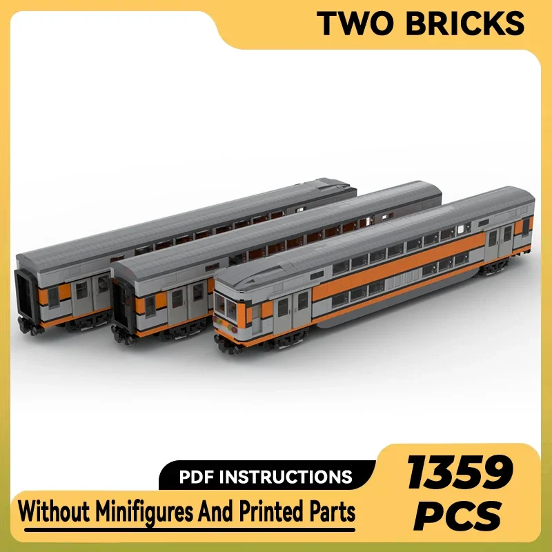 

City Vehicle Model Moc Building Bricks Train Wagon Rame VB2N SNCF﻿ Technology Blocks Gifts Christmas Toys DIY Sets Assembly