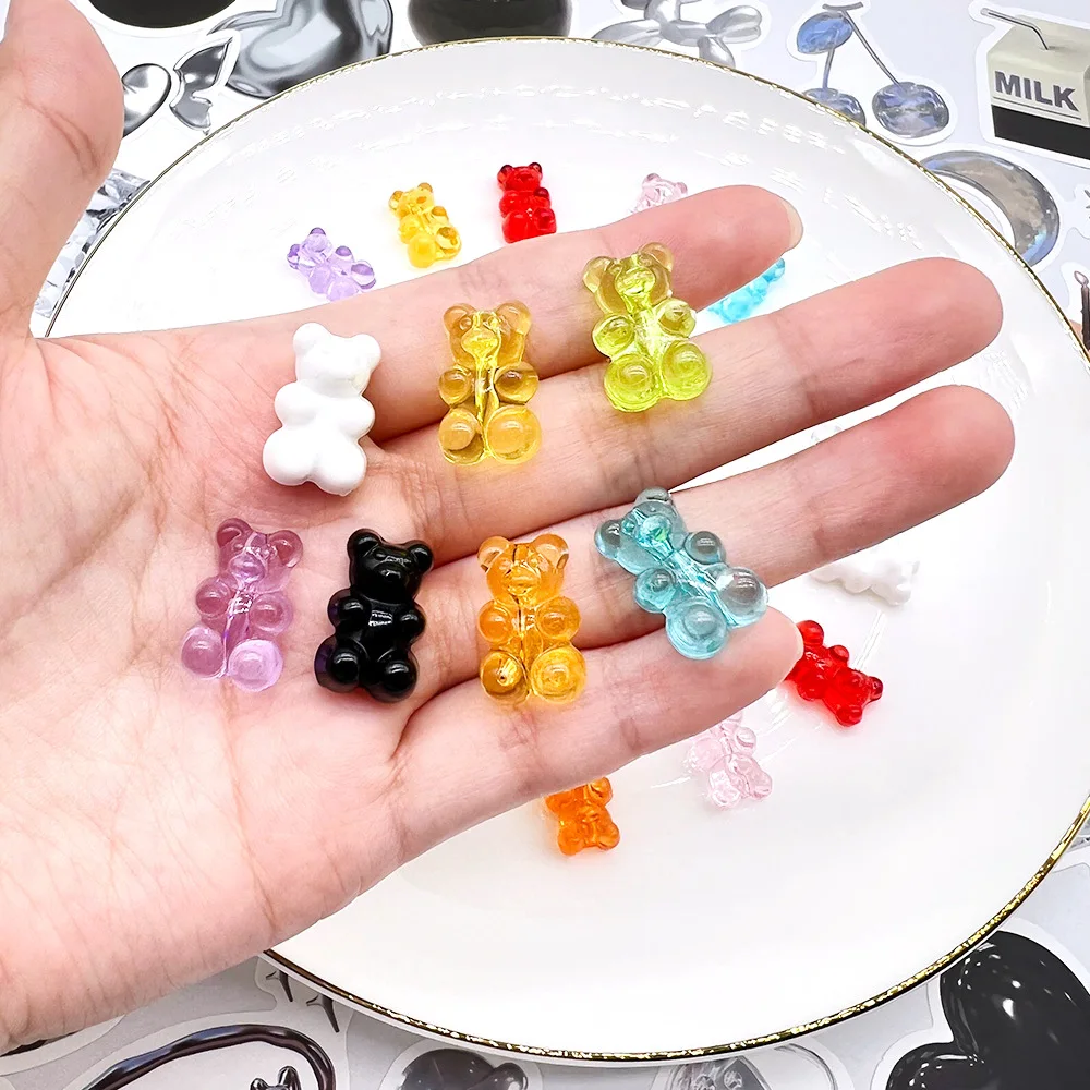 1/11Pcs Funny Transparent Gummy Bear Resin Shoe Charms For Slides Sandals DIY Custom Accessories Clog Decor Cute Candy Girls