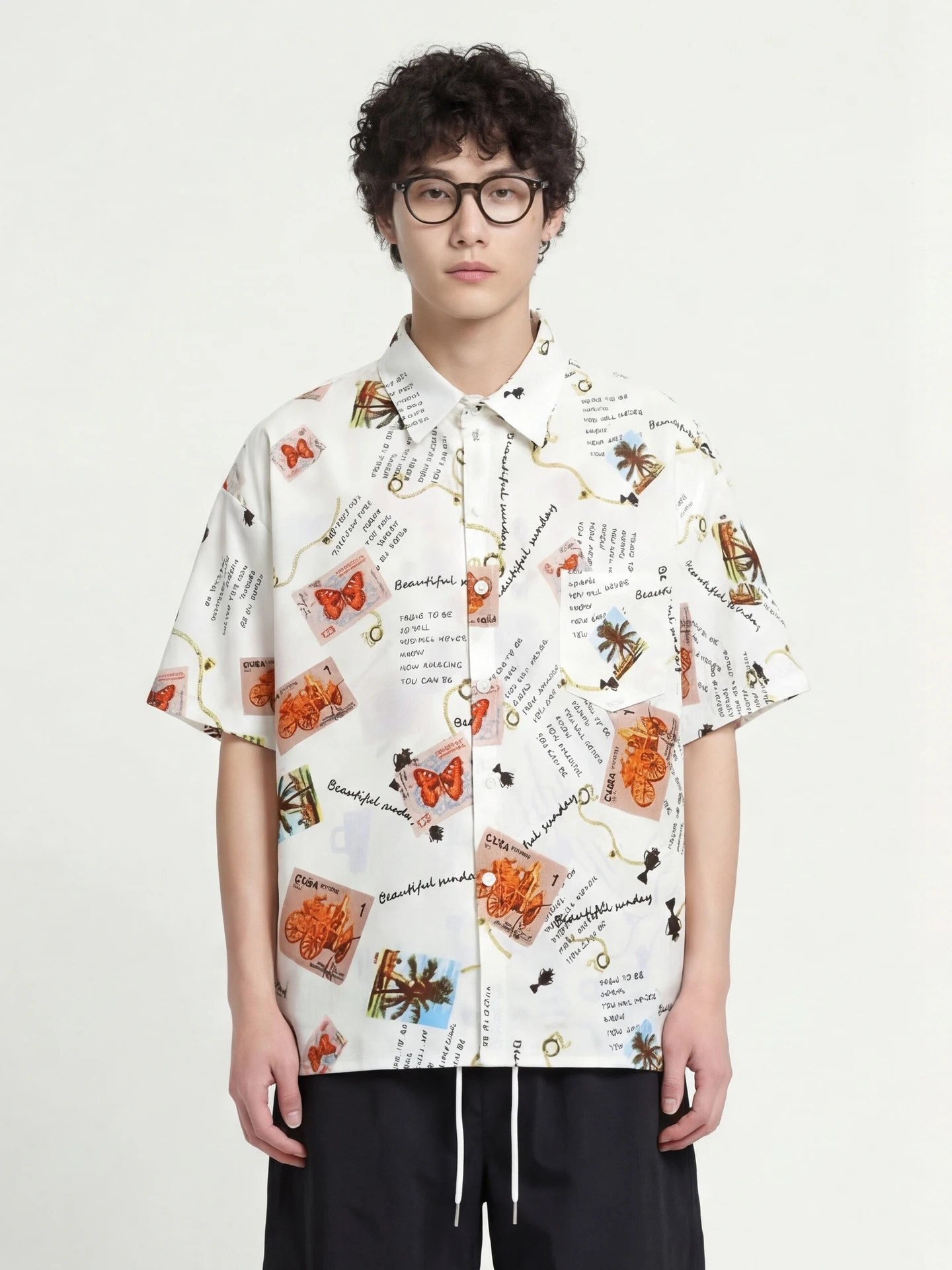 

Свободная футболка с коротким рукавом и ретро-принтом, повседневная, дышащая, из полиэстера, для подростков, весна-осень