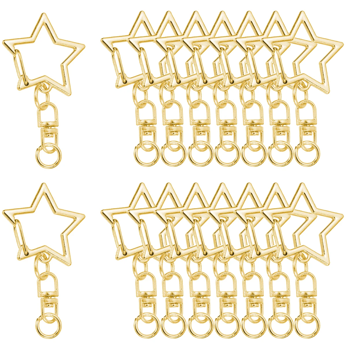Star-Shaped Spring Snap Keychain Clip Set