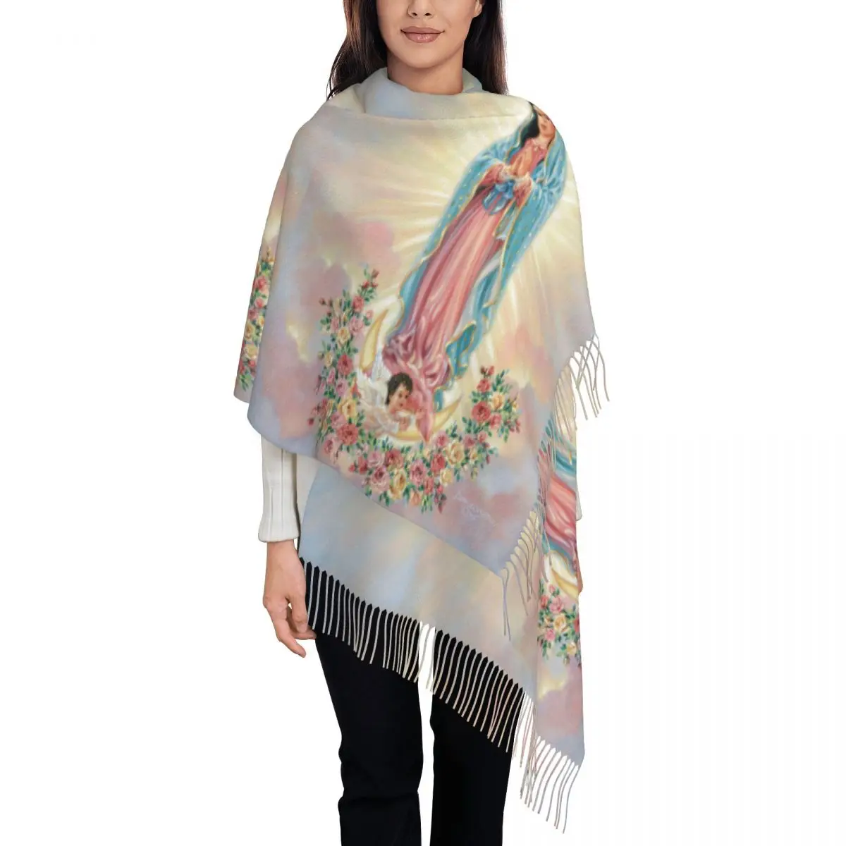 Custom Printed Our Lady Of Guadalupe Virgin Mary Scarf Women Men Winter Fall Warm Scarves Shawls Wraps