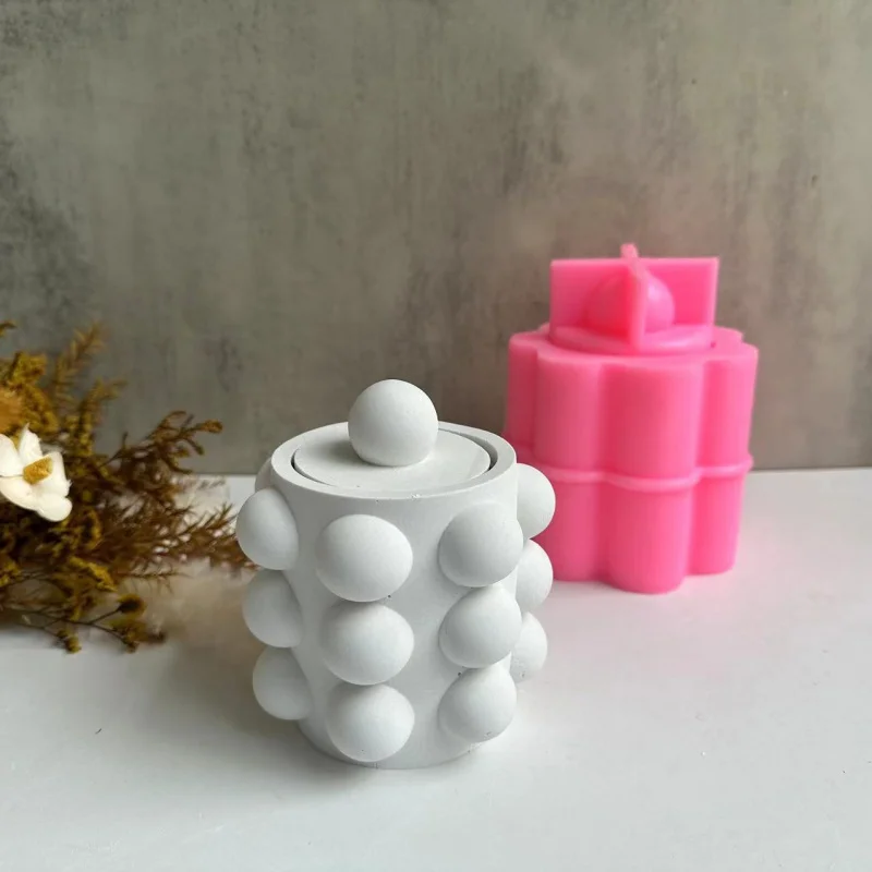 

Polka Dot with Lid Storage Tank Silicone Mold Cement Gypsum Candle Cup Gypsum Mold