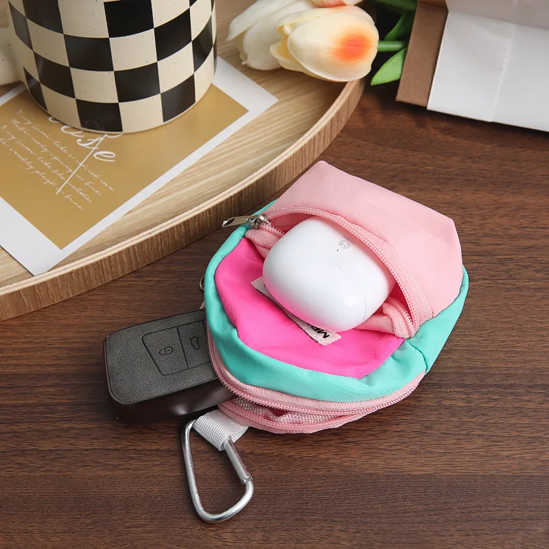 Children\'s Macaron Cute Wallet Zipper Coin Purse Kawaii Mini Purse Kid Coin Pouch Earphone Car Keys Storage Bag Book Bag Pendant