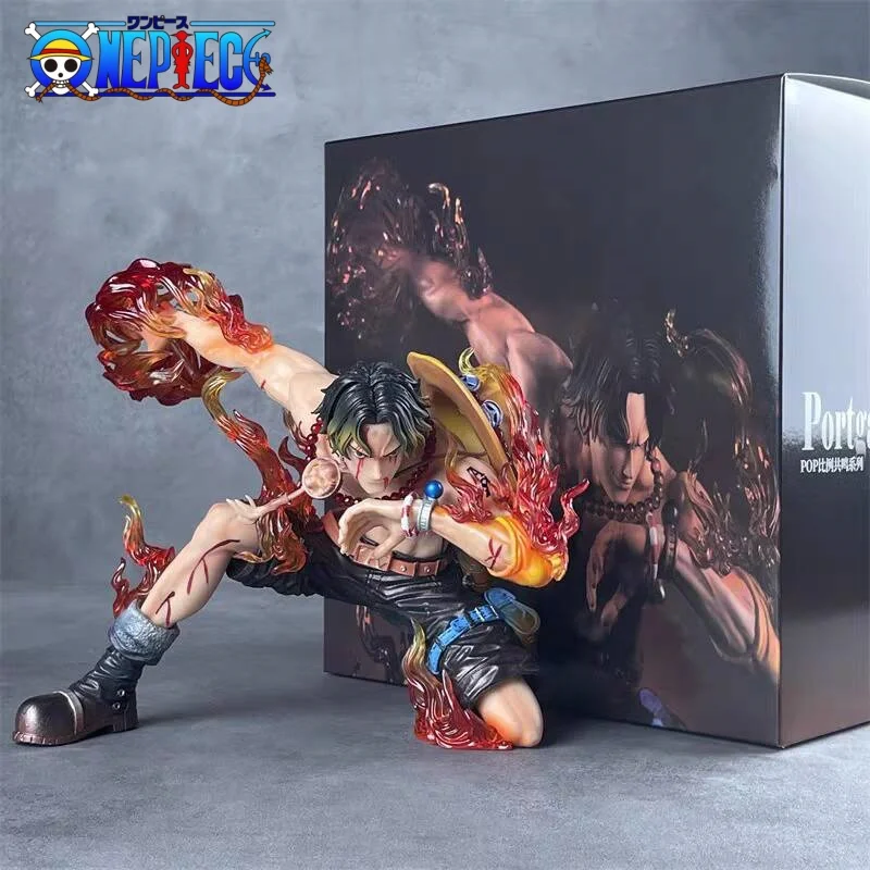 2024 One Piece Gk Anime Resonance Series Fire Fist Ace Battle Damage Edition 20cm Anime Model Statue Decoration Gift Collection