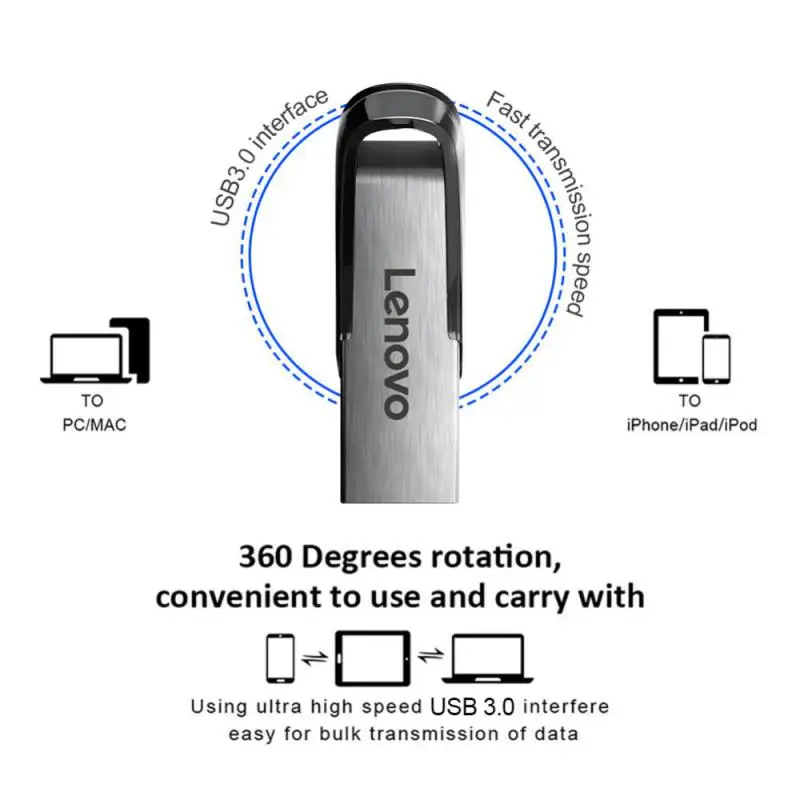 Lenovo-unidad Flash USB 3,0, pendrive de Metal de 2TB/1TB/512GB, resistente al agua, de alta velocidad, Mini memorias, disco U de 2TB