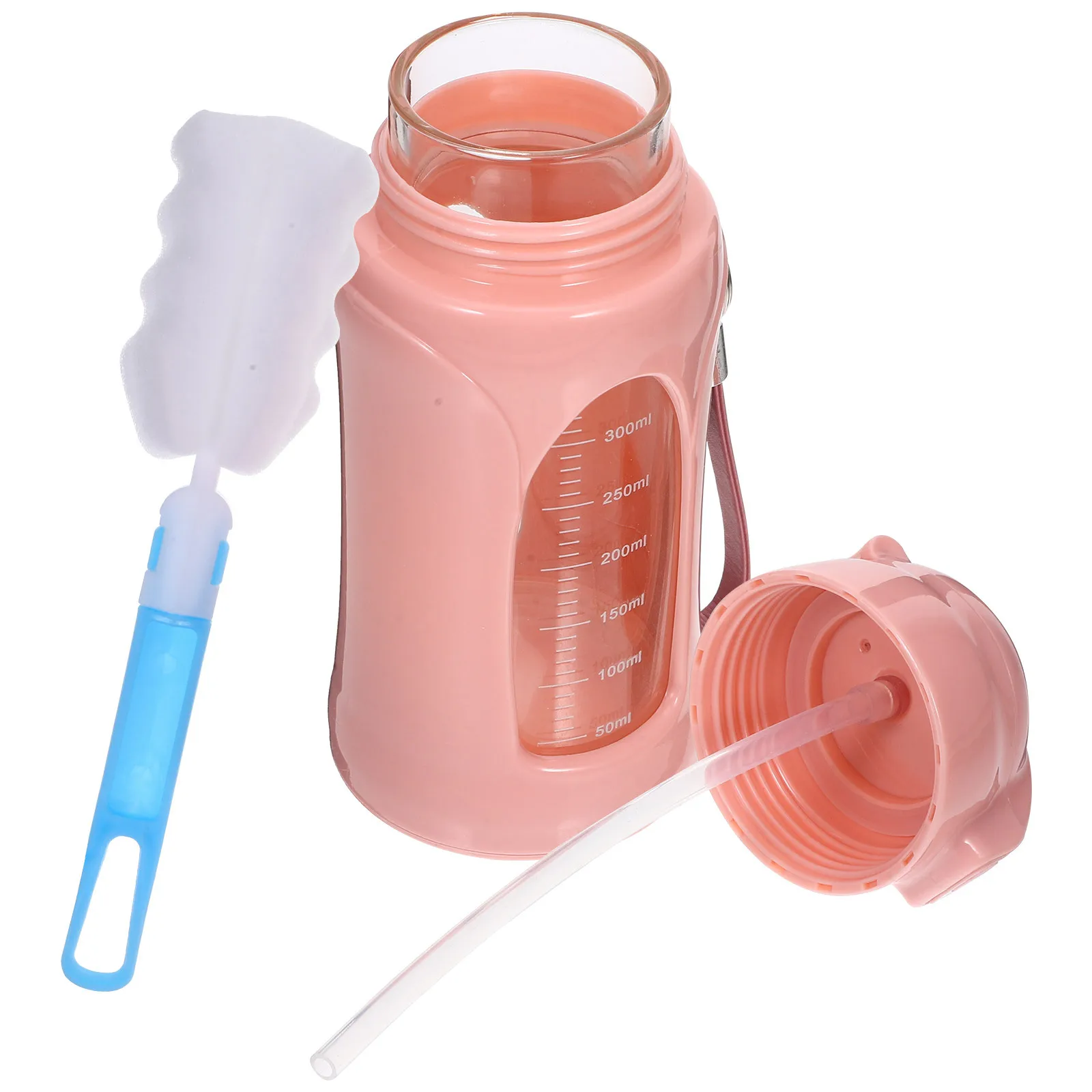 

1Set Maternity Straw Water Bottle Glass PP Portable Sports Bottle for Fitness Gym Outdoor Hiking Leakproof Design Handle Rope