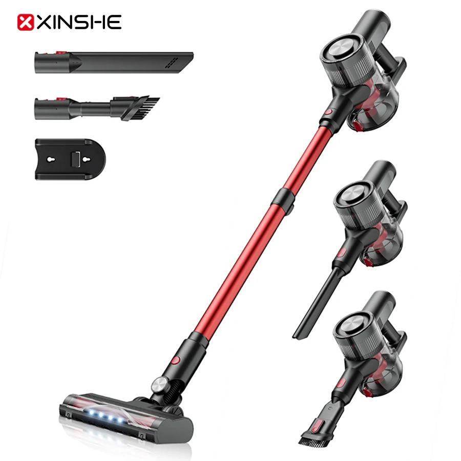 XINSHE Cordless Vacuum Cleaner 50min Runtime Anti-Wind LED Brush 2L Large Dust Cup 28KPA Strong Suction Lightweight Portable for