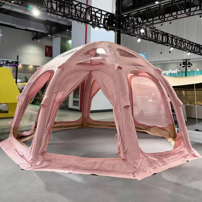 Combine Pink Round Style Inflatable Air for Family Outdoor Camping Tent