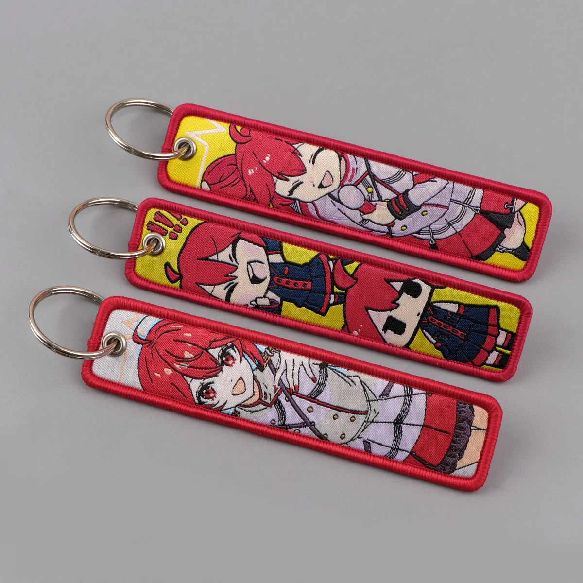 Cute Anime Girls Keychain for Cars Backpack Key Holders Red-Haired Embroidery Keyrings Key Tag Jet Tag Accessories Gifts 1pcs - view 3