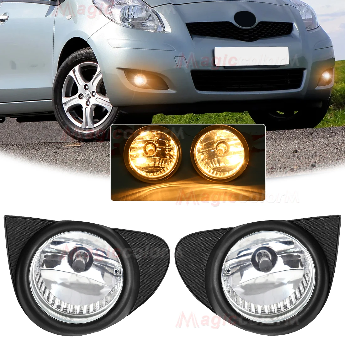 2pcs LED Fog Lamp For TOYOTA ECHO VELA 2003 2004 2005 Fog Light Assembly Halogen Front Bumper Daylights Car Accessories 12V