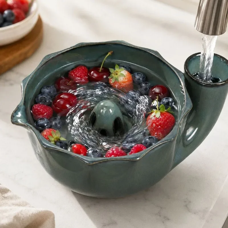 Creative Ceramic Fruit Plates Berry Bowl Draining Tray Fruit Cleaning Bowl Nut Cup Fruit Washing Container Ceramic Dishes Tablew