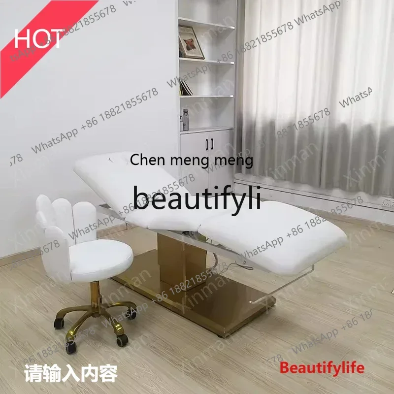 cn8350 ss New Gold base 3 motor white leather electric beauty massage bed s8350