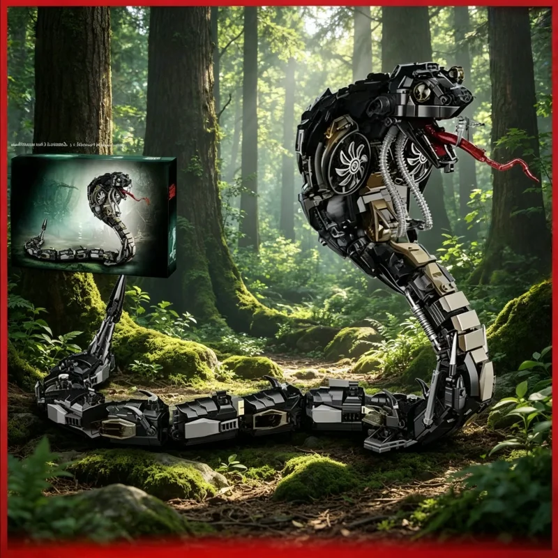 

Cool Mechanical Cobra Building Blocks, Articulated Snake Model with Movable Joints, Perfect Tech Gift for Boys & Collectors