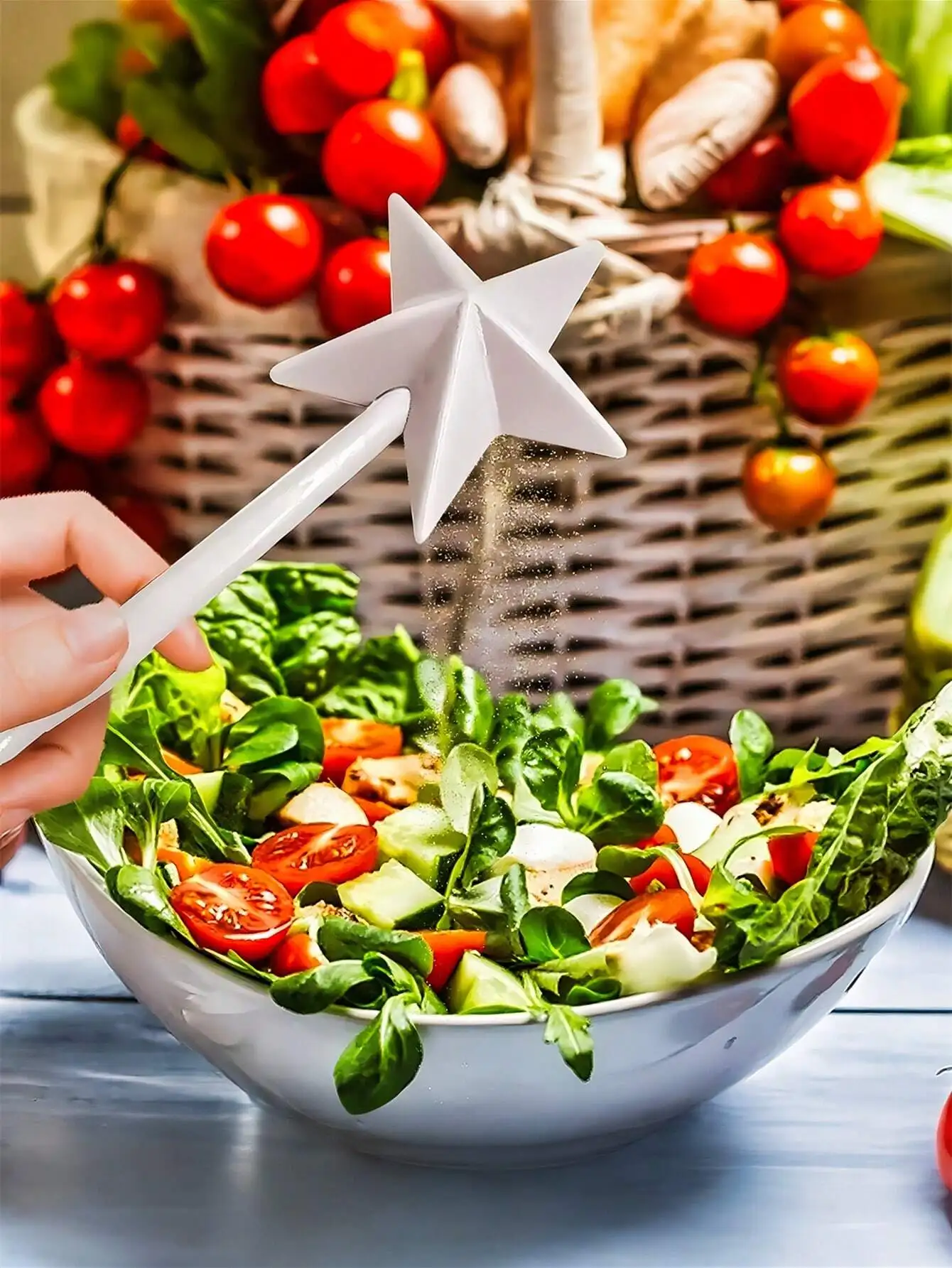 1개 컬러풀 매직 완드 소금통, 귀여운 테이블 장식, 파티 용품, 창의적인 오각형 모양, 양념통, 향신료 병