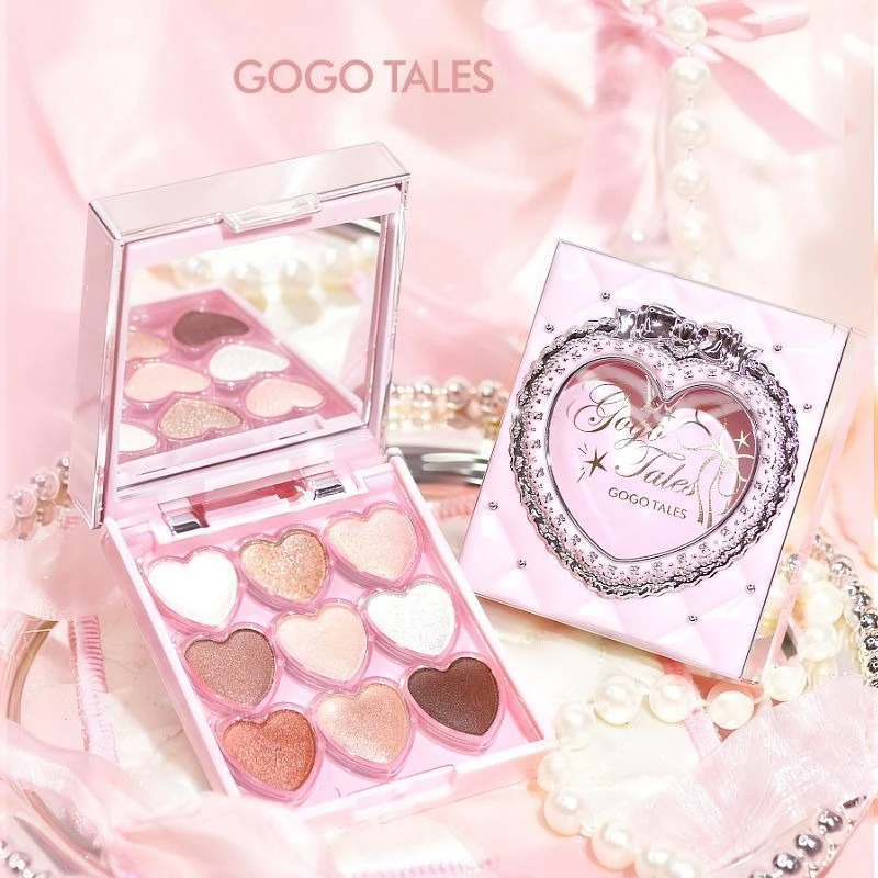 GOGO TALES 9Color Eyeshadow Palette with Dual-Layer Multi-Functional Storage Box Highlighter Blush Contour All-in-One Set Makeup