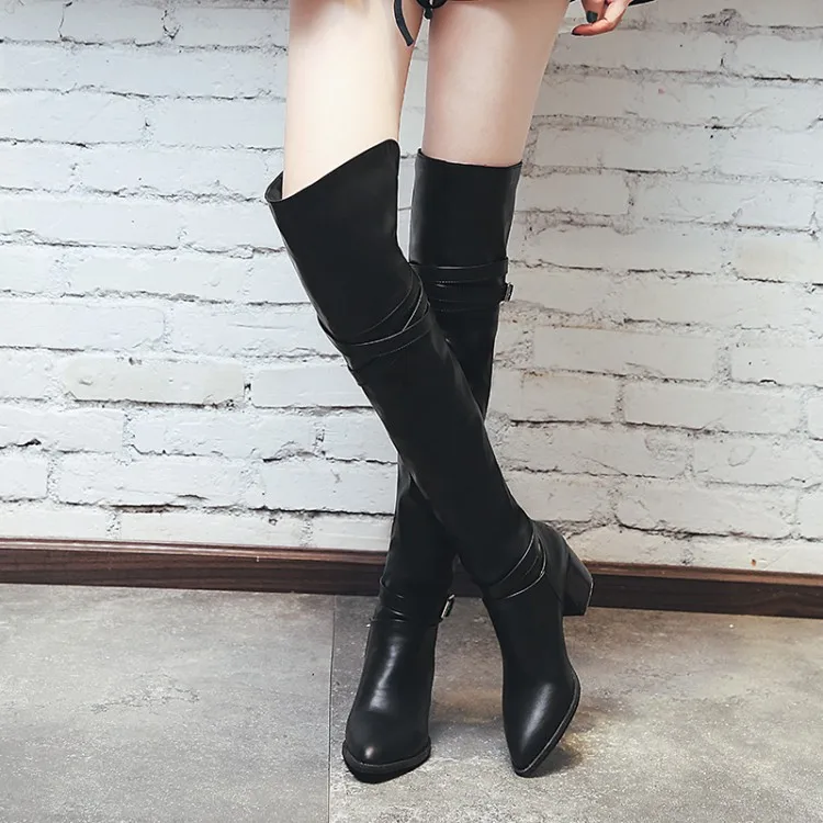 Big Size  thigh high boots knee high boots over the knee boots women ladies boots The buckle is above the knee