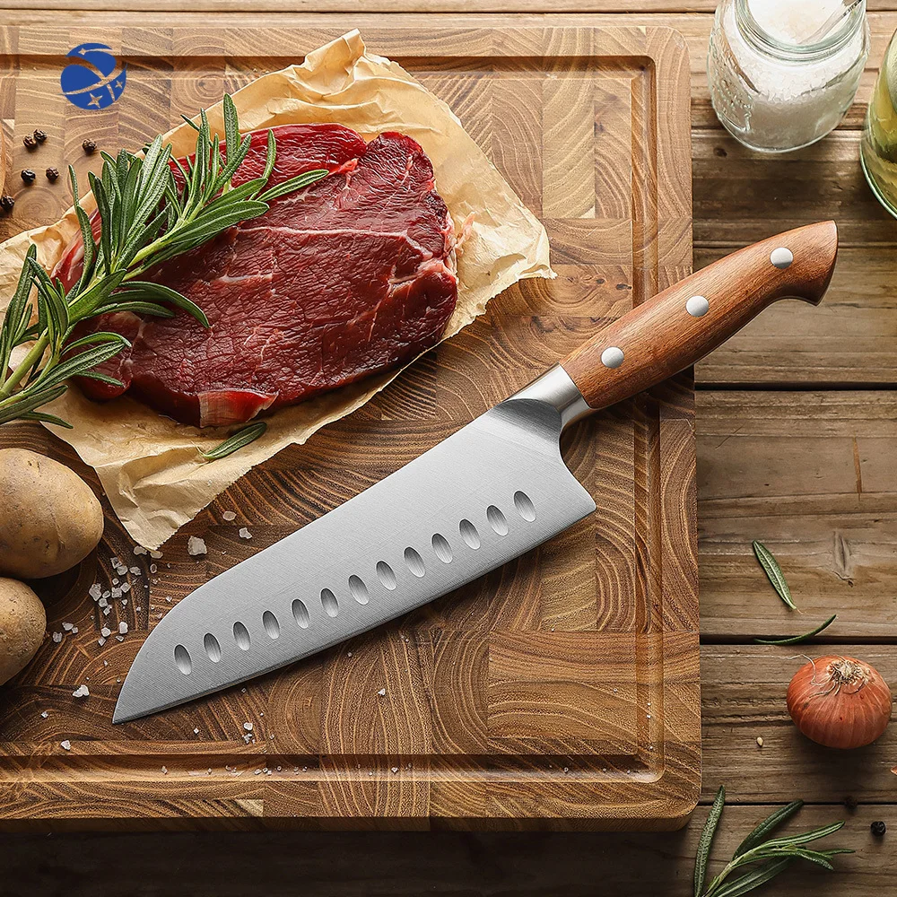 New Kitchen 6 Pcs Chef Knives Set High Quality German Steel Red Wood Handle