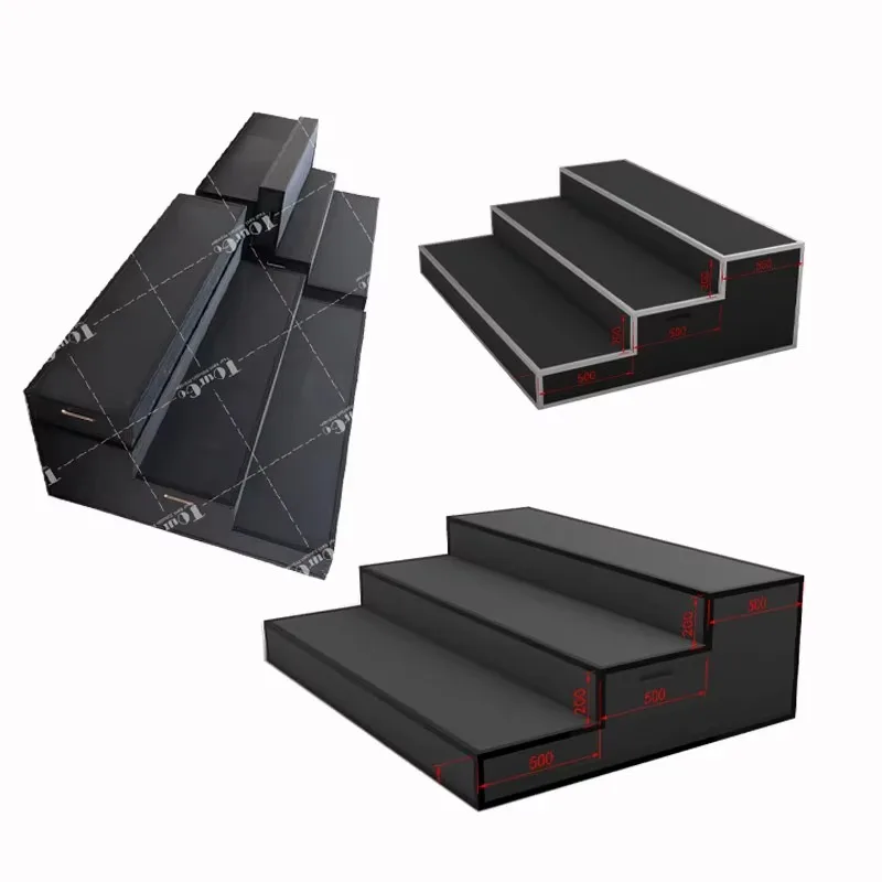 Portable 3 Box Steps Plywood Wooden Stage Stairs