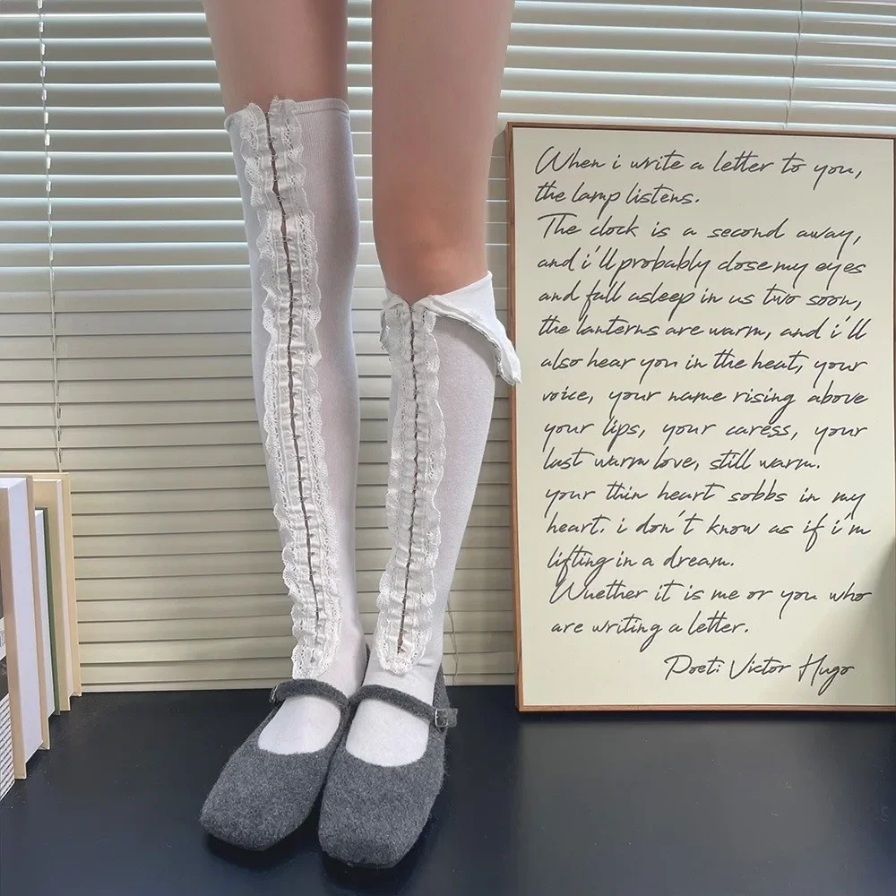 New Hollow Out Spice Girls Leg Warmers Y2K Lace Knee High Socks Punk Style Ballet Style Lolita Stockings Girls