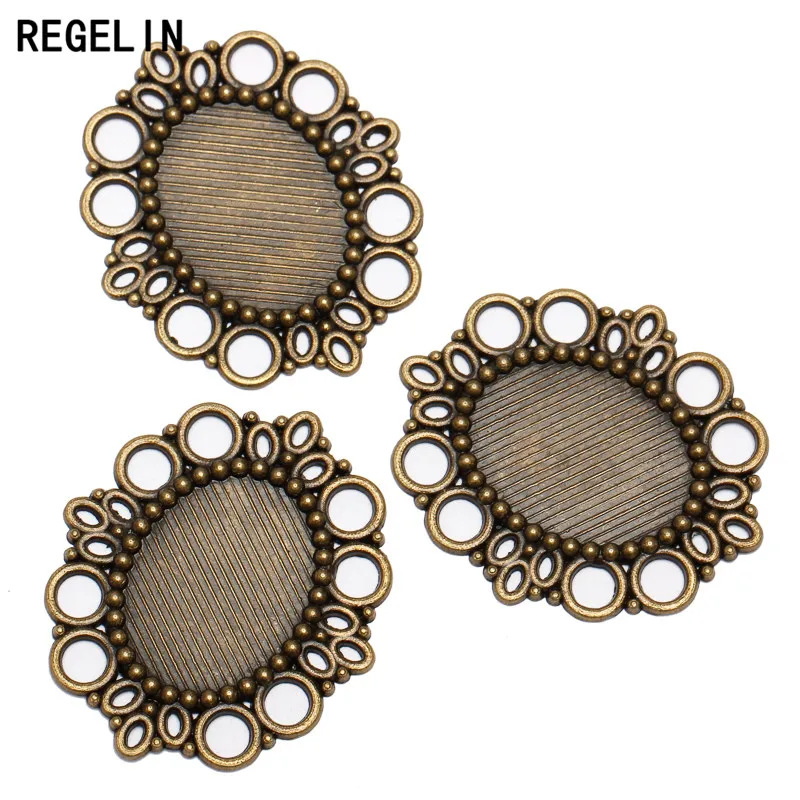 REGELIN 10pcs 18*25mm Inner Size  vintage bronze Classic Simple Style Cabochon Base Setting Charms Pendant Jewelry Accessories
