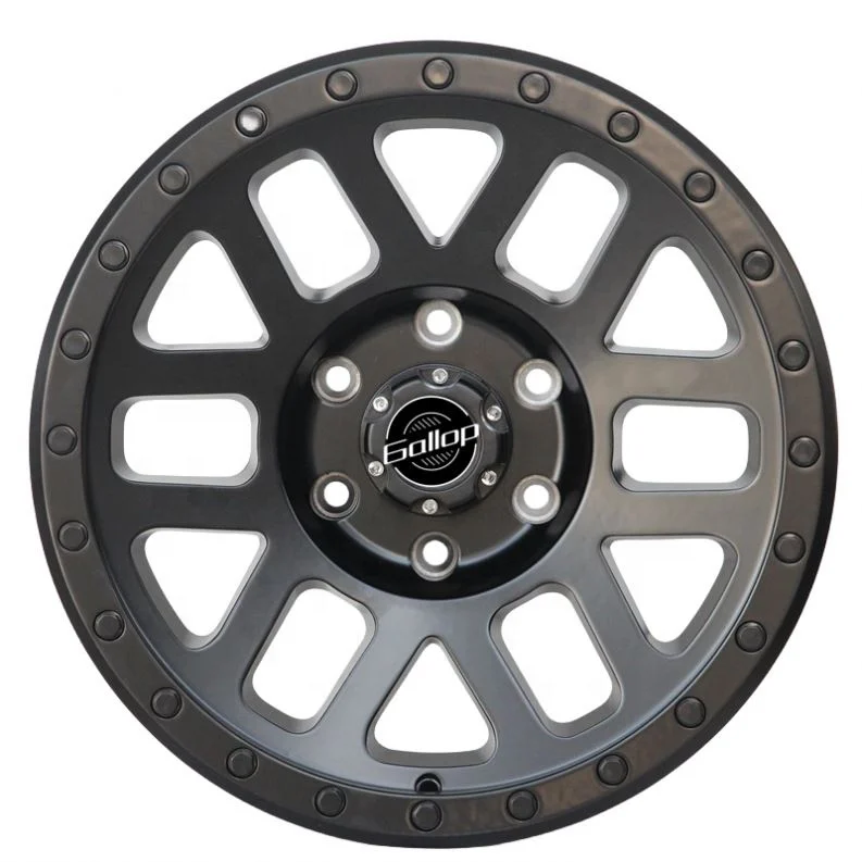 Gallop GL0302R 17-Inch Aluminum Alloy Off-Road Car Wheels 9.0 ET 0mm PCD5*127 6*135 Black Finish Multi-Spoke High Performance