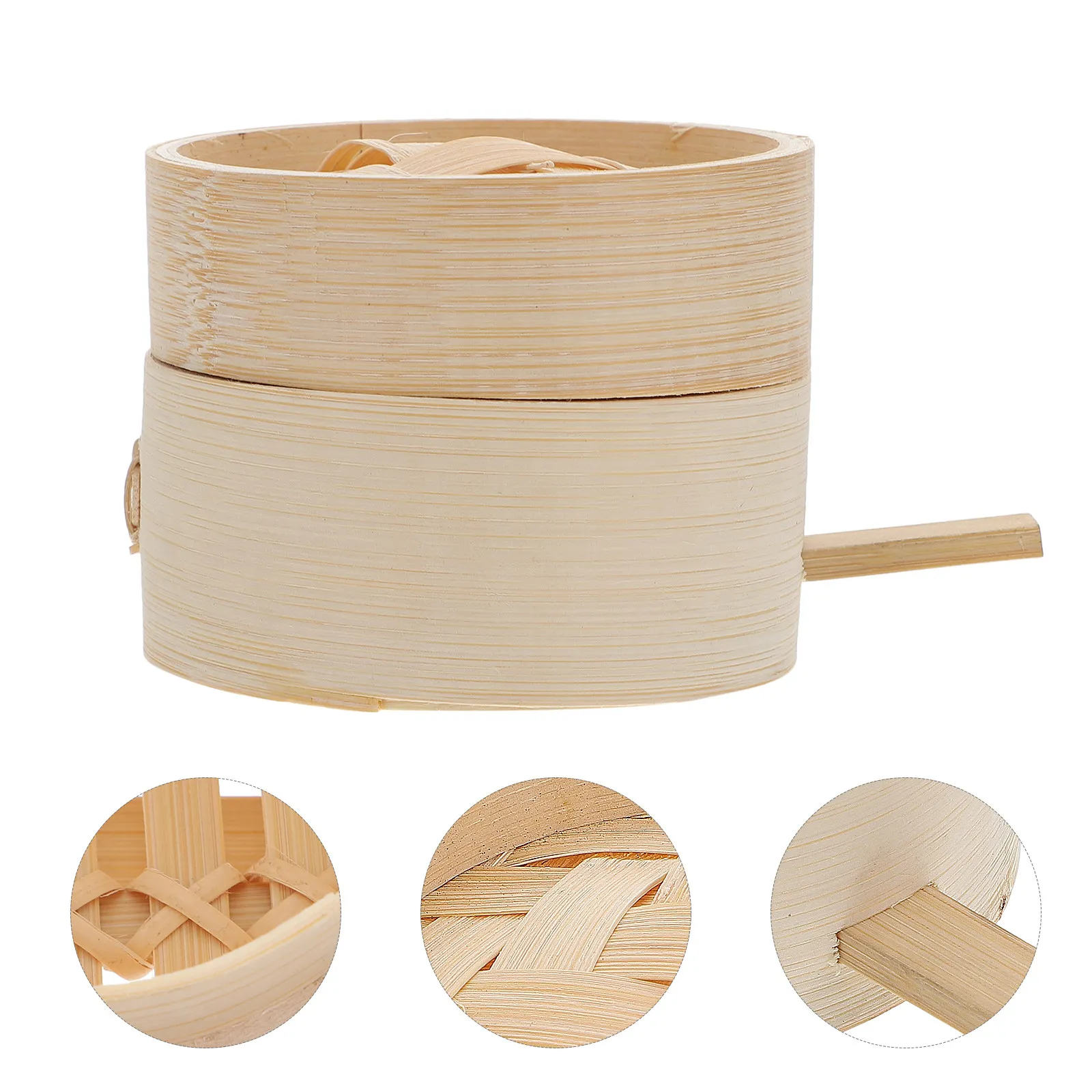 2Pcs Bamboo Steamer Round Steaming Basket for Dumplings Buns Dim Sum Fast Steam Circulation Dense Flat Bottom Easy Clean