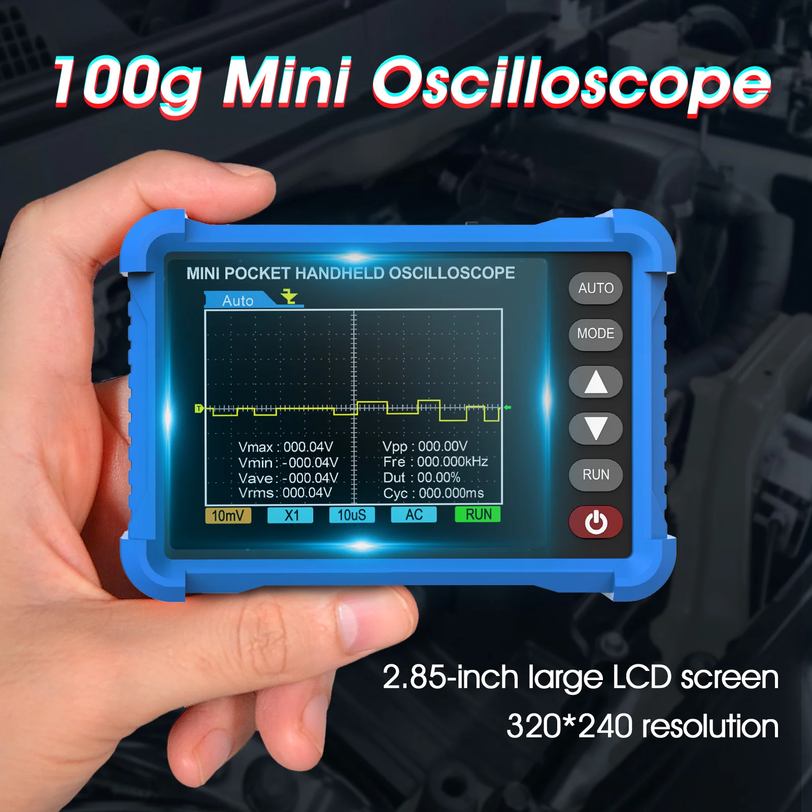 

Portable Mini Oscilloscope HP-250K,250kHz 2.5MS/s 2.8 Inch LCD with AUTO Trigger AC/DC Coupling for Audio DIY Electronics Repair