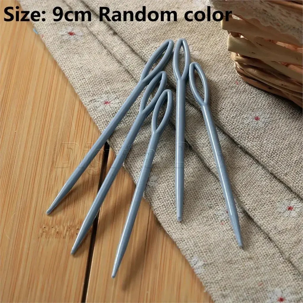 5Pcs 9cm Stitch Needles Large Eye Darning Needles Wool Thread Sewing Embroidery Tapestry Needles  Color Random Plastic