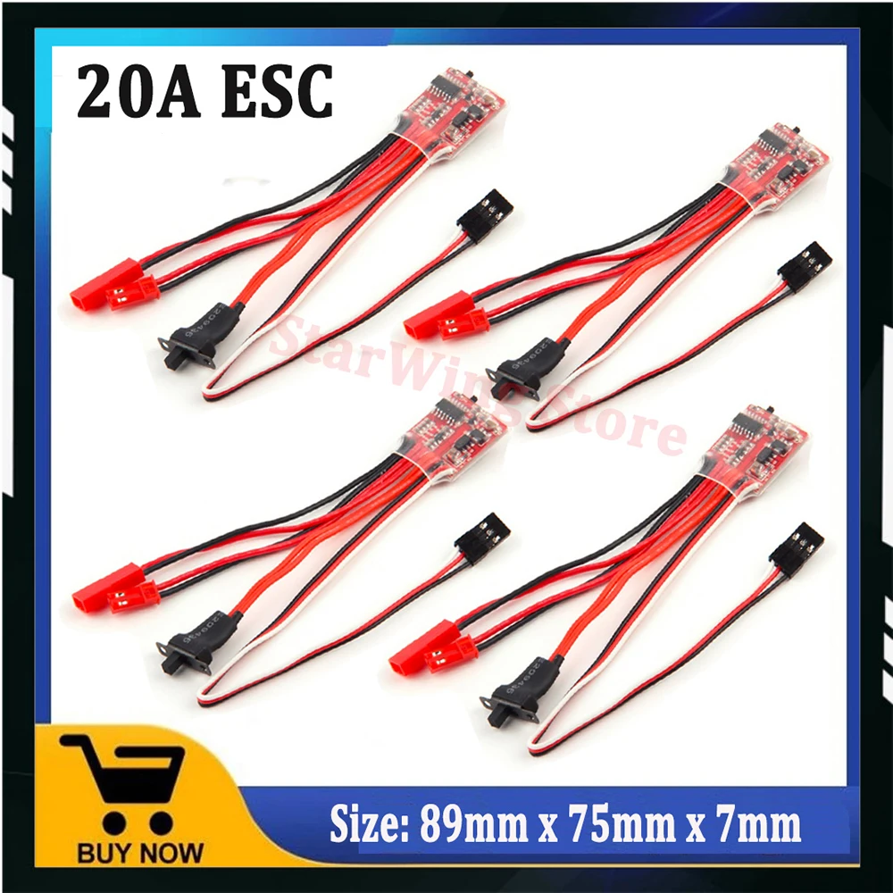 RC ESC 20A Brush Motor Speed Controller w / Brake for RC Car Boat Tank New Sale