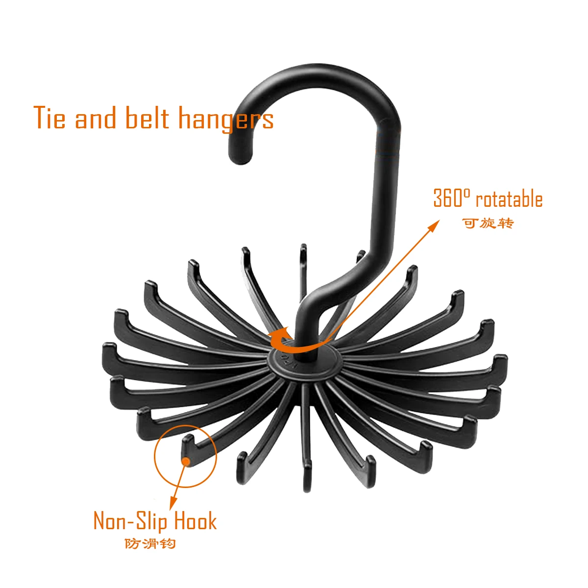 Tie Rack Holder Hook, Rotatable Belt Rack Closet Accessories Organizer, Maximum 18 Storage Capacity,Hanging Closet Organization