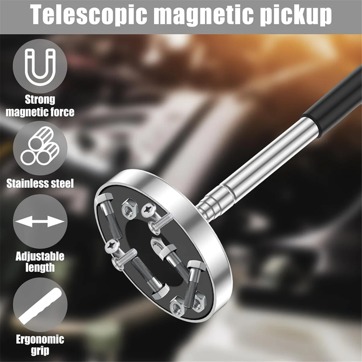 

ABNJ 35LB Magnetic Sweeper Telescoping Pick-Up Tool,Screws Parts Finder,Retractable Handle 8.3 to 33 Inch Pick Up Nails Screw
