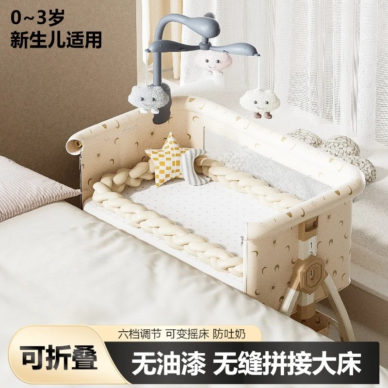 Portable Quick Fold Baby Crib Travel Bassinet Newborn Bedside Sleeper Adjustable Height Breathable Mesh Storage Bag for Infant