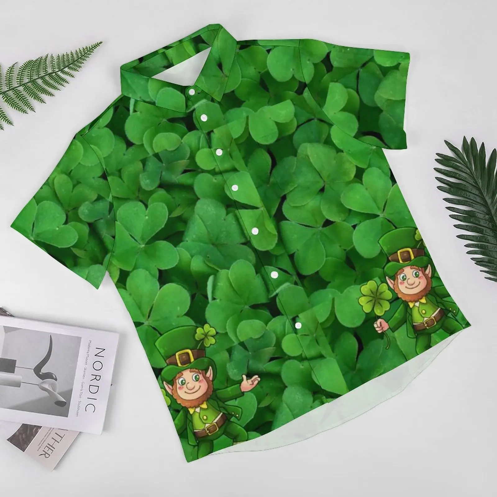 St Patrick's Day Vacation Shirt Saint Patrick Leprechaun Shamrock Casual Shirts Men Fashion Blouses Summer Short-Sleeved