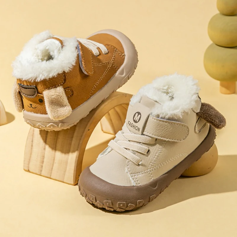 

Faux Fur Winter Boots For Children Cute Cartoon Kid's Plush Boots Ergonomics Toddler Warm Boots For Boys Girls Fashion Snow Boot