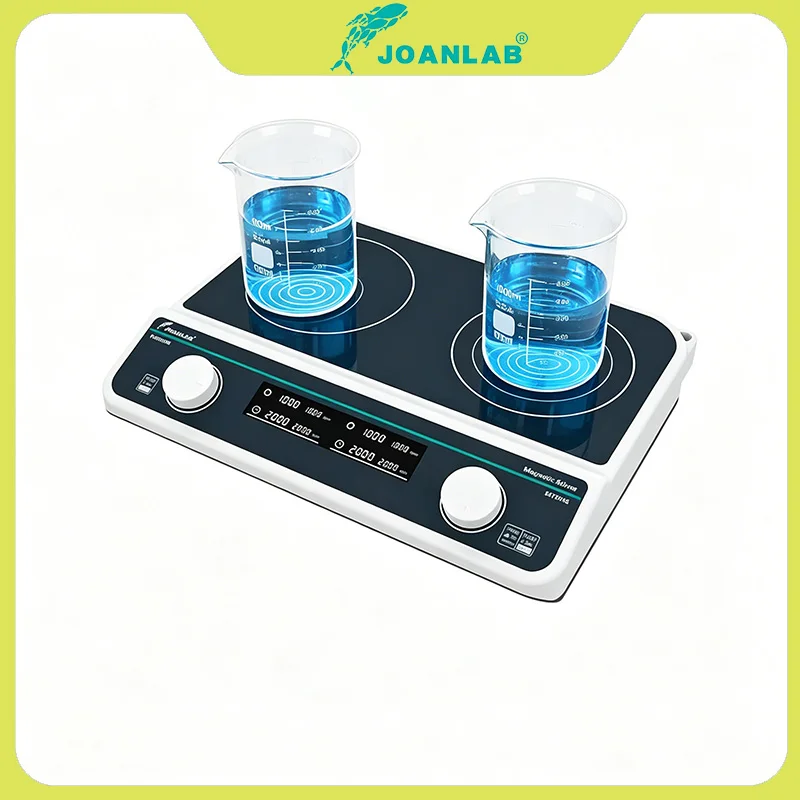 JOANLAB Dual Position Magnetic Stirrer 2L Each Lab Magnetic Mixer Brushless Motor 50-1500rpm Timing Magnetic Stirring