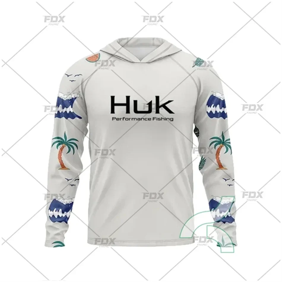 HUK Fishing Shirt Camouflage Hoodie T-shirts Outdoor Sun Protection Fishing Clothes Men Ropa De Pesca Breathable Anti-UV Jerseys