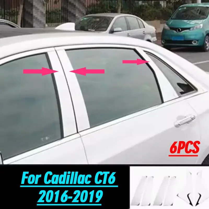 Fit For Cadillac CT6 2016-20 Chrome Steel Window BC Pillar Post Decor Cover Trim