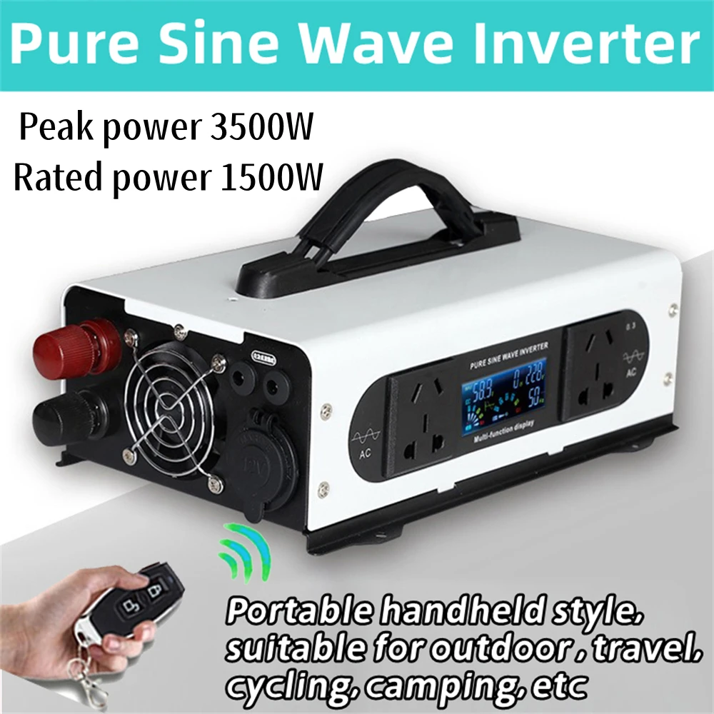 

Pure Sine Wave Inverter 12V 220V 3500W 1500W Portable Power Bank DC 24V 48V 60V To AC220V 230V 110V Car Converter Solar Inversor