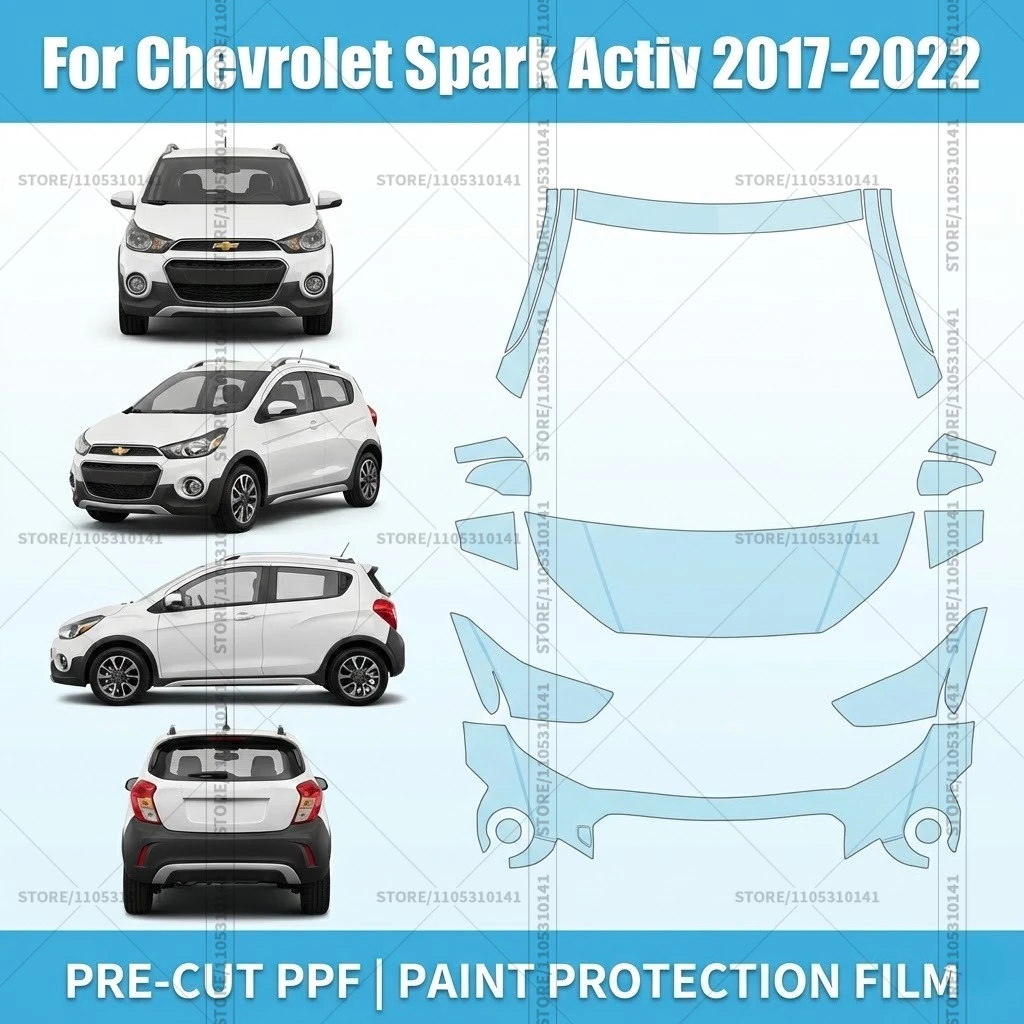 For Chevrolet Spark Activ 2017-2022 Pre-Cut Paint Protection Film PPF Transparent Car Film Automotive PPF Front Kit Professional