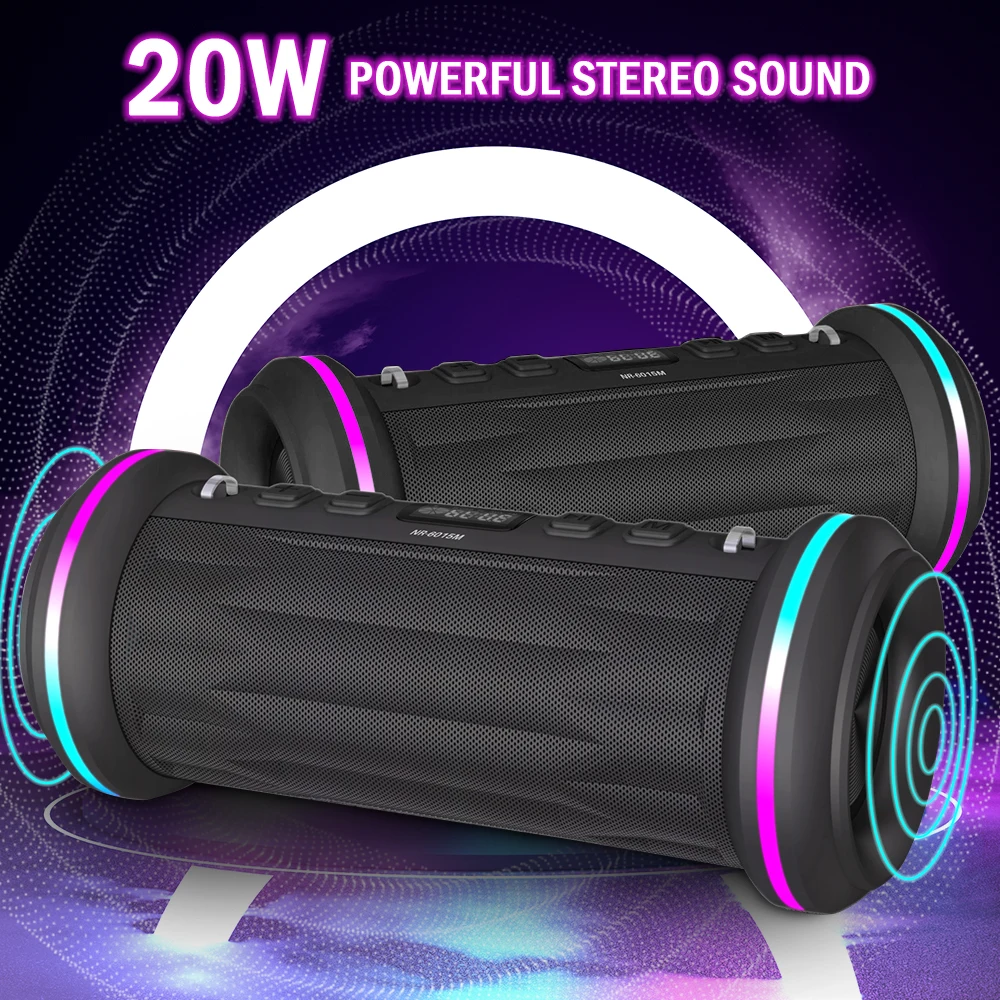 Haut-parleur Bluetooth 5.0, 20W, VTIN, avec micro, Portable, pour l'extérieur, sans fil, basses lourdes, son stéréo, caisson de basses