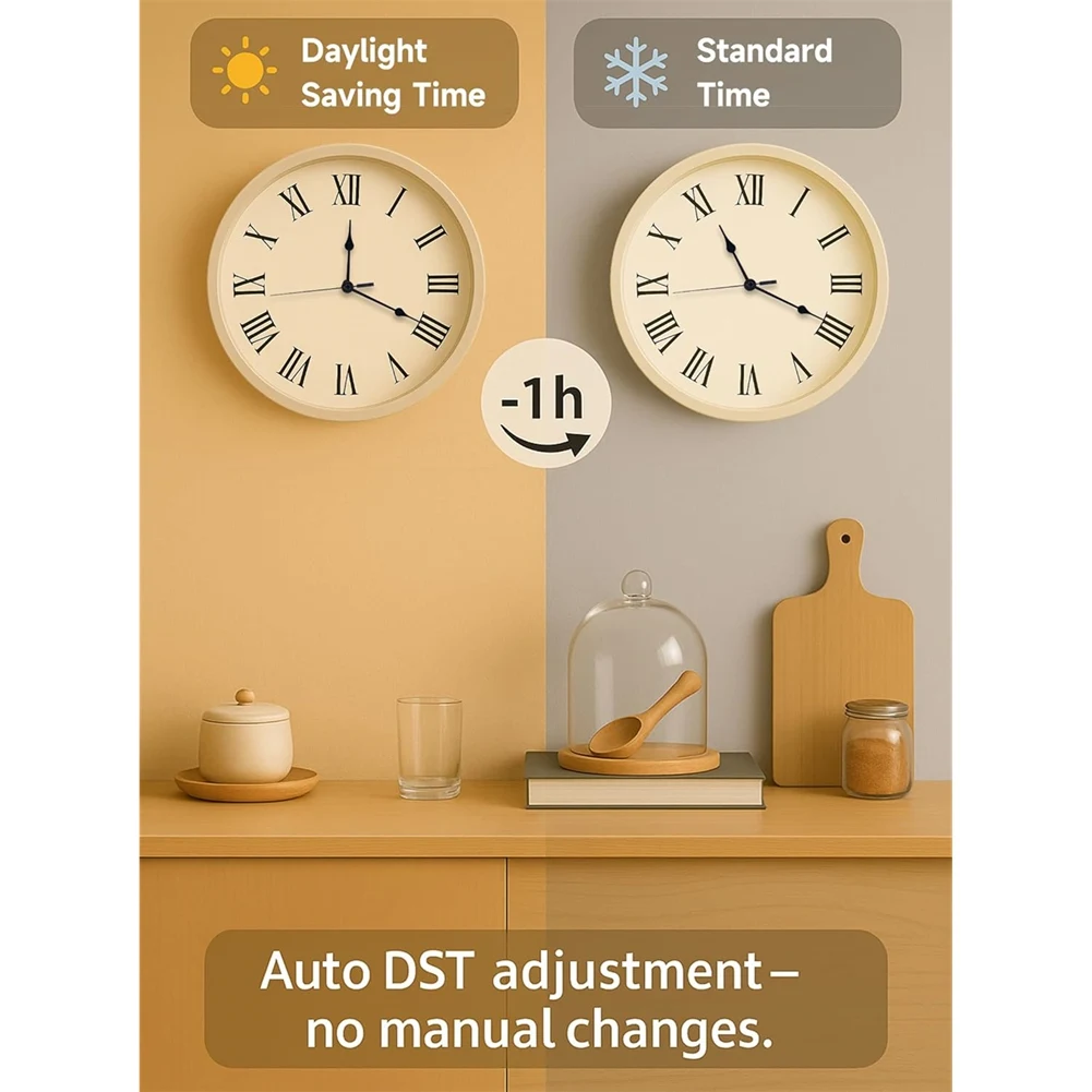 DCF77 24mm Radio-Controlled Clock Movement - Silent with Hand Replacement Black - Wall Clock Replacement [2026 tpuae]