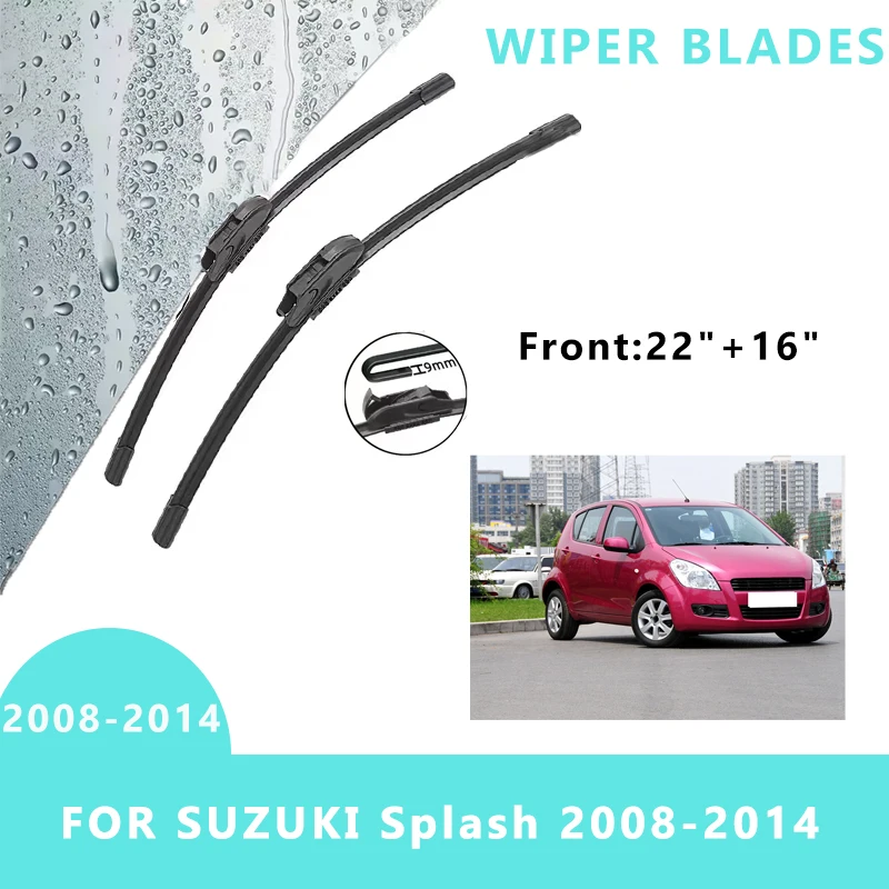 

Car Front Windscreen Wiper Blades Brushes Windshield Window Cutter Accessories 2PCS for SUZUKI Splash 2008-2014 22“ + 16”