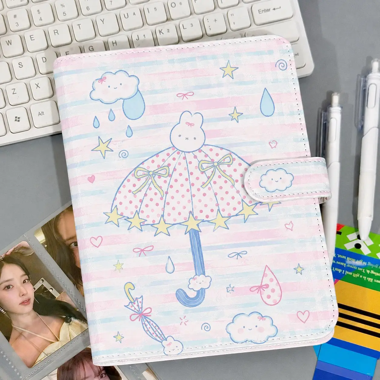A5 Rainbow Rabbit Star Magnetic High-Beauty Student Message Memorial Leather Card Album Stationery Notebook
