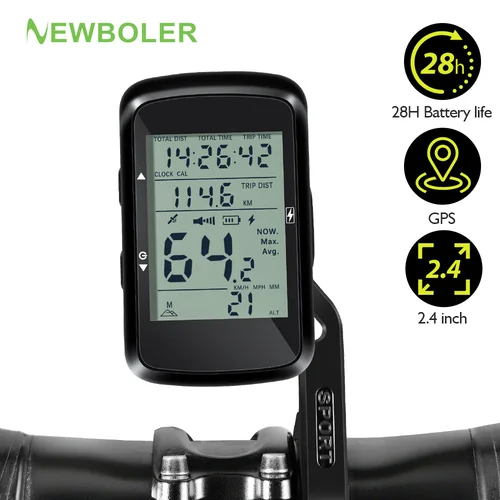 NEWBOLER-odómetro GPS para ciclismo, ordenador para bicicleta, velocímetro inalámbrico, soporte Powermeter, pantalla de 2,4 pulgadas, accesorios para bicicleta