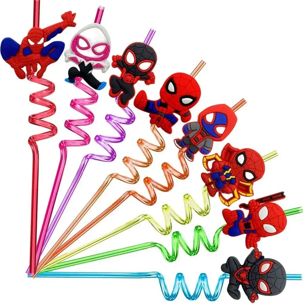 

8pcs Spidey and His Amazing Friends Theme Drinking Straws Kids Birthday Party Decorations Baby Shower Spiderman Party Supplies